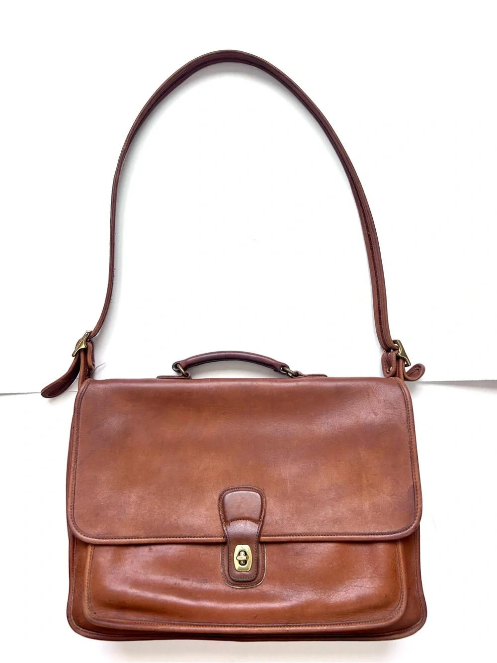 Vintage 1990s Coach Metropolitan Messenger Briefcase Bag  #5180 British Tan